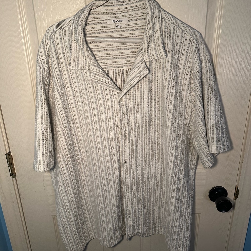 Madewell Men's White Striped Shirt